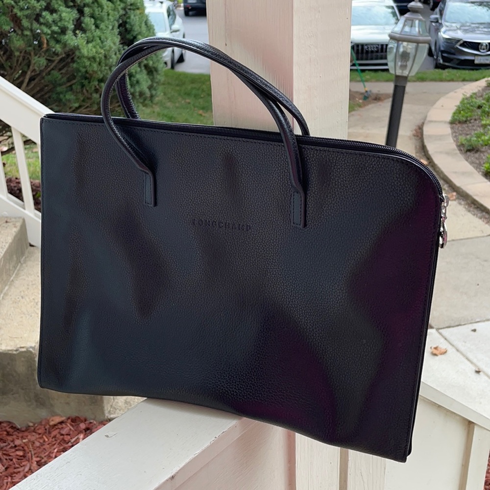 Longchamp Porte-documents S Le Foulonne Leather Computer Brief Bag Tote Folio
